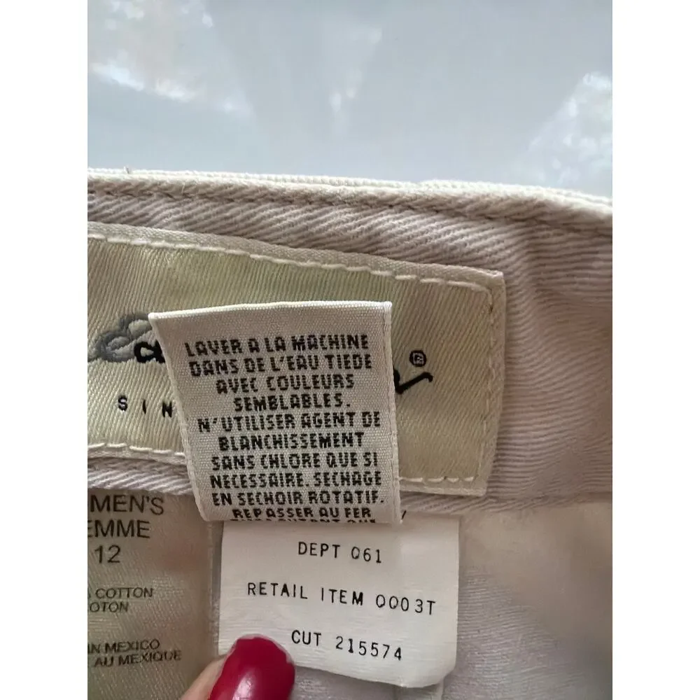 Vintage Eddie Bauer Button Front Canvas Maxi Skirt Women Size 12 Khaki Tan